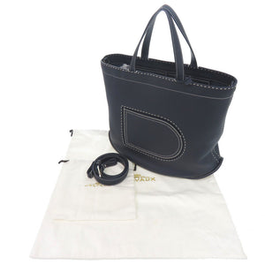 新品同様 デルボー 2WAY パン カバス レザー ネイビー トートバッグ 0436【中古】DELVAUX