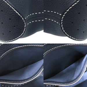 新品同様 デルボー 2WAY パン カバス レザー ネイビー トートバッグ 0436【中古】DELVAUX