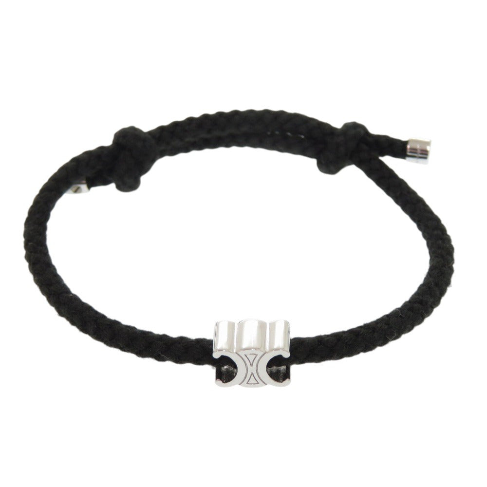 美品 セリーヌ トリオンフ メタル ブラック シルバー コードブレスレット ブレスレット 0448【中古】CELINE メンズ