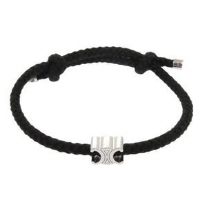 美品 セリーヌ トリオンフ メタル ブラック シルバー コードブレスレット ブレスレット 0448【中古】CELINE メンズ