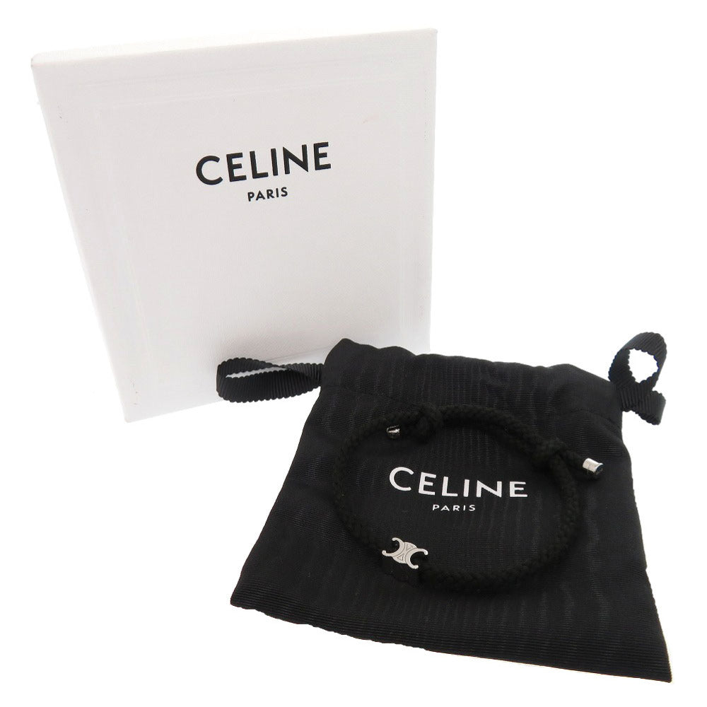 美品 セリーヌ トリオンフ メタル ブラック シルバー コードブレスレット ブレスレット 0448【中古】CELINE メンズ