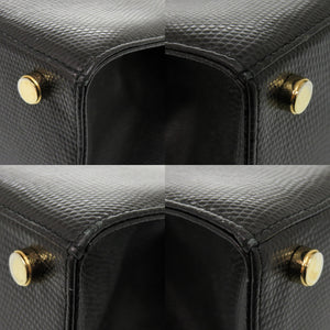 美品 サルヴァトーレフェラガモ 2WAY ヴァラリボン BA214178 リザード型押しレザー ブラック ハンドバッグ 黒 0450【中古】Salvatore Ferragamo