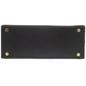 美品 サルヴァトーレフェラガモ 2WAY ヴァラリボン BA214178 リザード型押しレザー ブラック ハンドバッグ 黒 0450【中古】Salvatore Ferragamo