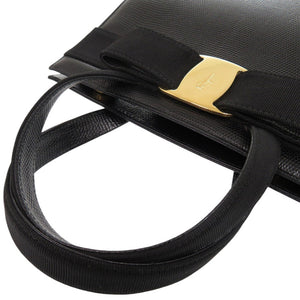 美品 サルヴァトーレフェラガモ 2WAY ヴァラリボン BA214178 リザード型押しレザー ブラック ハンドバッグ 黒 0450【中古】Salvatore Ferragamo