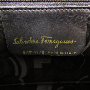 美品 サルヴァトーレフェラガモ 2WAY ヴァラリボン BA214178 リザード型押しレザー ブラック ハンドバッグ 黒 0450【中古】Salvatore Ferragamo