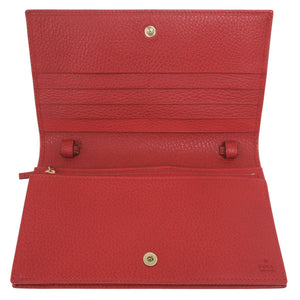 美品 グッチ 368231 レザー レッド ショルダーウォレット ショルダーバッグ 長財布 赤 0462【中古】GUCCI