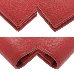 美品 グッチ 368231 レザー レッド ショルダーウォレット ショルダーバッグ 長財布 赤 0462【中古】GUCCI