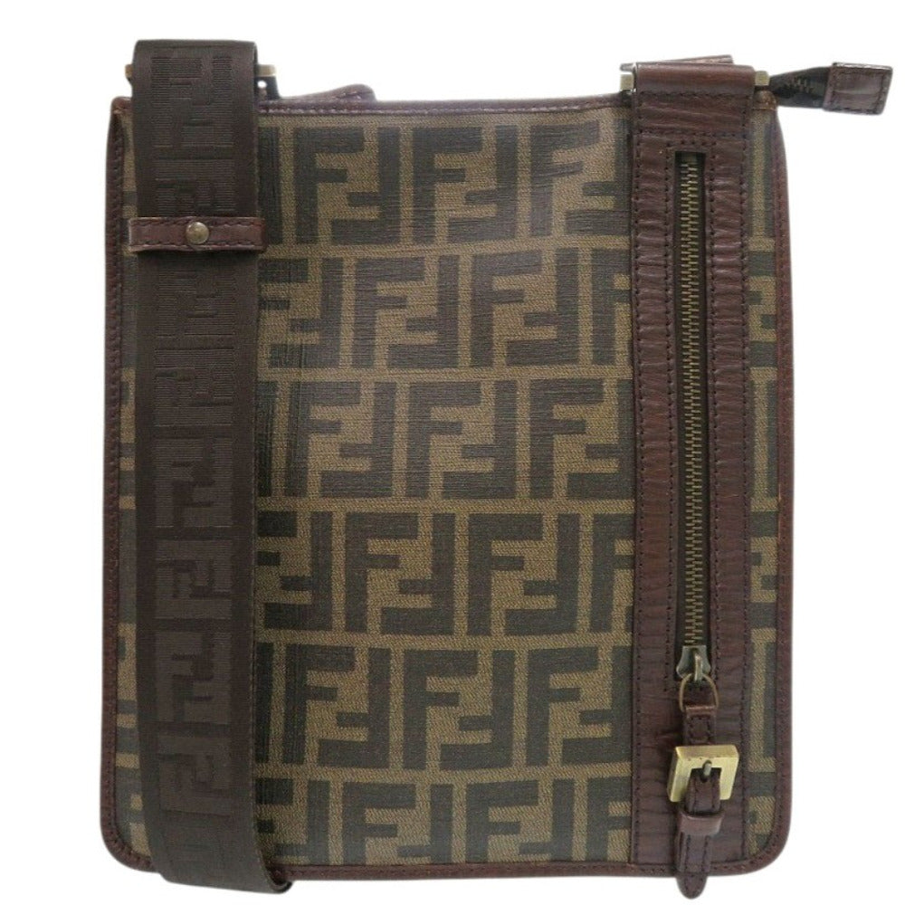 美品 フェンディ ズッカ柄 ヴィンテージ サコッシュ PVC/レザー ブラウン ショルダーバッグ 0463【中古】FENDI