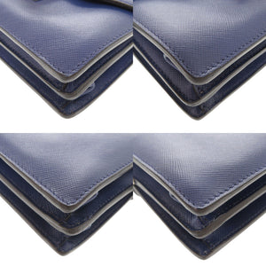 美品 プラダ サフィアーノ ブルー 2WAY ハンドバッグ ミニ ショルダーバッグ 青 0464【中古】PRADA