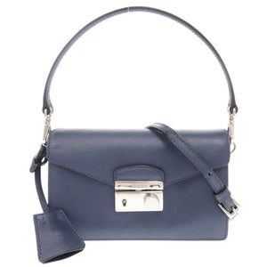 美品 プラダ サフィアーノ ブルー 2WAY ハンドバッグ ミニ ショルダーバッグ 青 0464【中古】PRADA