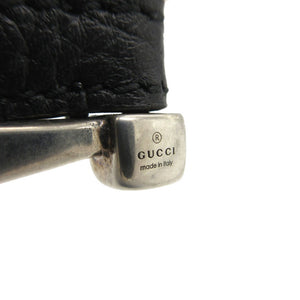 美品 グッチ 2連 ホースビット  ブレスレット シルバー925/レザー ブラック/シルバー 0471【中古】GUCCI