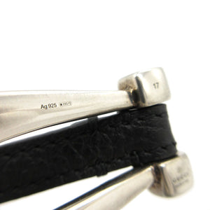 美品 グッチ 2連 ホースビット  ブレスレット シルバー925/レザー ブラック/シルバー 0471【中古】GUCCI