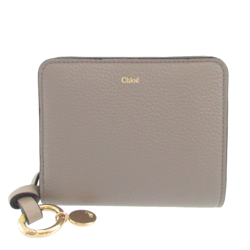 新品同様 クロエ アルファベット ミニ コンパクトウォレット CHC22WP レザー グレー 2つ折り財布 財布 0483【中古】Chloe