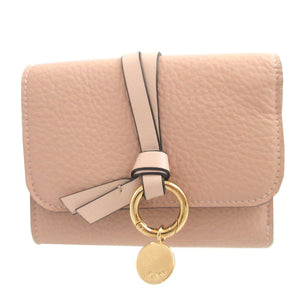 新品同様 クロエ アルファベット ミニ コンパクトウォレット CHC17UP レザー ピンク 3つ折り財布 財布 0484【中古】Chloe