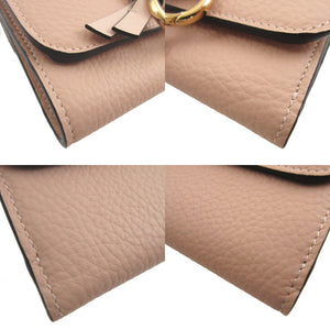 新品同様 クロエ アルファベット ミニ コンパクトウォレット CHC17UP レザー ピンク 3つ折り財布 財布 0484【中古】Chloe