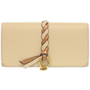 美品 クロエ レザー ベージュ 長財布 0485【中古】Chloe