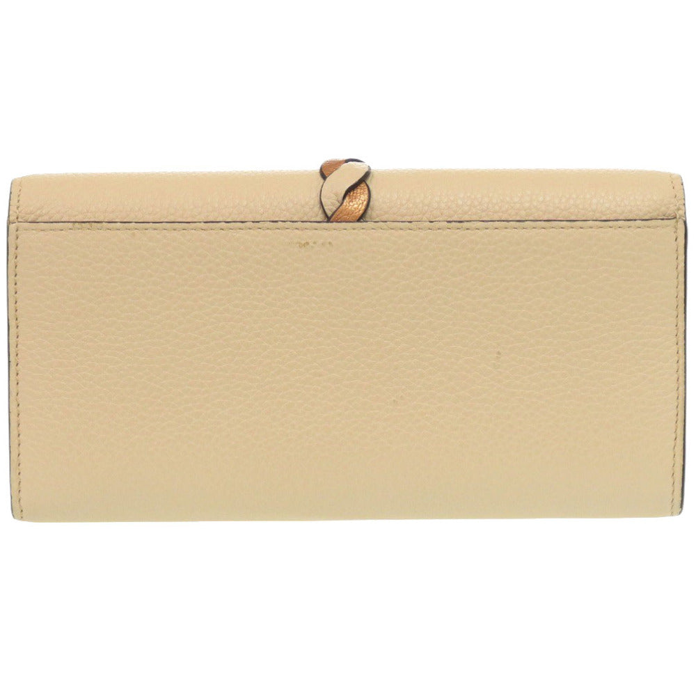 美品 クロエ レザー ベージュ 長財布 0485【中古】Chloe