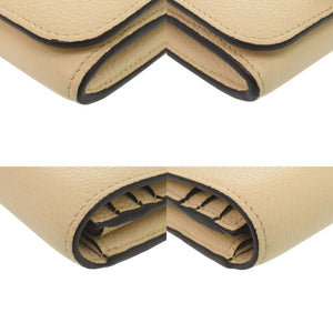 美品 クロエ レザー ベージュ 長財布 0485【中古】Chloe