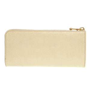 新品同様 ミュウミュウ 5M1183 型押しレザー アイボリー L字ファスナー 長財布 0486【中古】MIUMIU