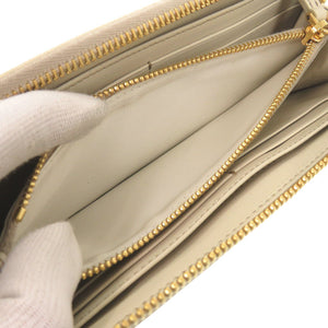 新品同様 ミュウミュウ 5M1183 型押しレザー アイボリー L字ファスナー 長財布 0486【中古】MIUMIU