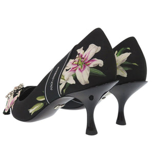 未使用品 ドルチェアンドガッバーナ ポインテッドトゥ ビジュー パンプス クリスタル ロゴ 総柄 フローラル 花柄 CD1356 キャンバス 0489【中古】DOLCE&GABBANA