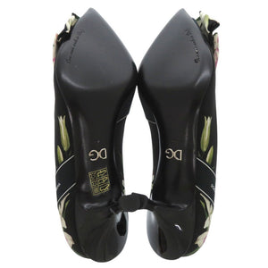 未使用品 ドルチェアンドガッバーナ ポインテッドトゥ ビジュー パンプス クリスタル ロゴ 総柄 フローラル 花柄 CD1356 キャンバス 0489【中古】DOLCE&GABBANA