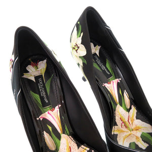 未使用品 ドルチェアンドガッバーナ ポインテッドトゥ ビジュー パンプス クリスタル ロゴ 総柄 フローラル 花柄 CD1356 キャンバス 0489【中古】DOLCE&GABBANA