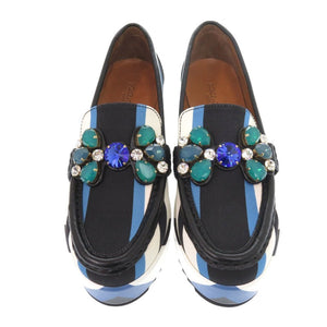 未使用 ドルチェアンドガッバーナ ローファー レザー キャンバス ブラック ブルー 0490【中古】DOLCE & GABBANA