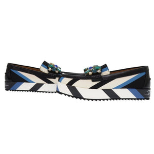 未使用 ドルチェアンドガッバーナ ローファー レザー キャンバス ブラック ブルー 0490【中古】DOLCE & GABBANA