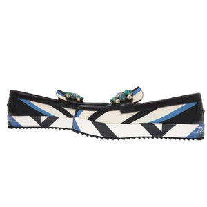 未使用 ドルチェアンドガッバーナ ローファー レザー キャンバス ブラック ブルー 0490【中古】DOLCE & GABBANA