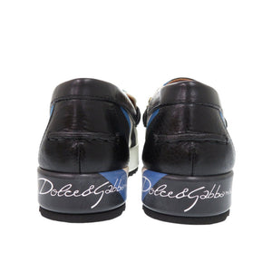 未使用 ドルチェアンドガッバーナ ローファー レザー キャンバス ブラック ブルー 0490【中古】DOLCE & GABBANA