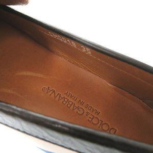 未使用 ドルチェアンドガッバーナ ローファー レザー キャンバス ブラック ブルー 0490【中古】DOLCE & GABBANA