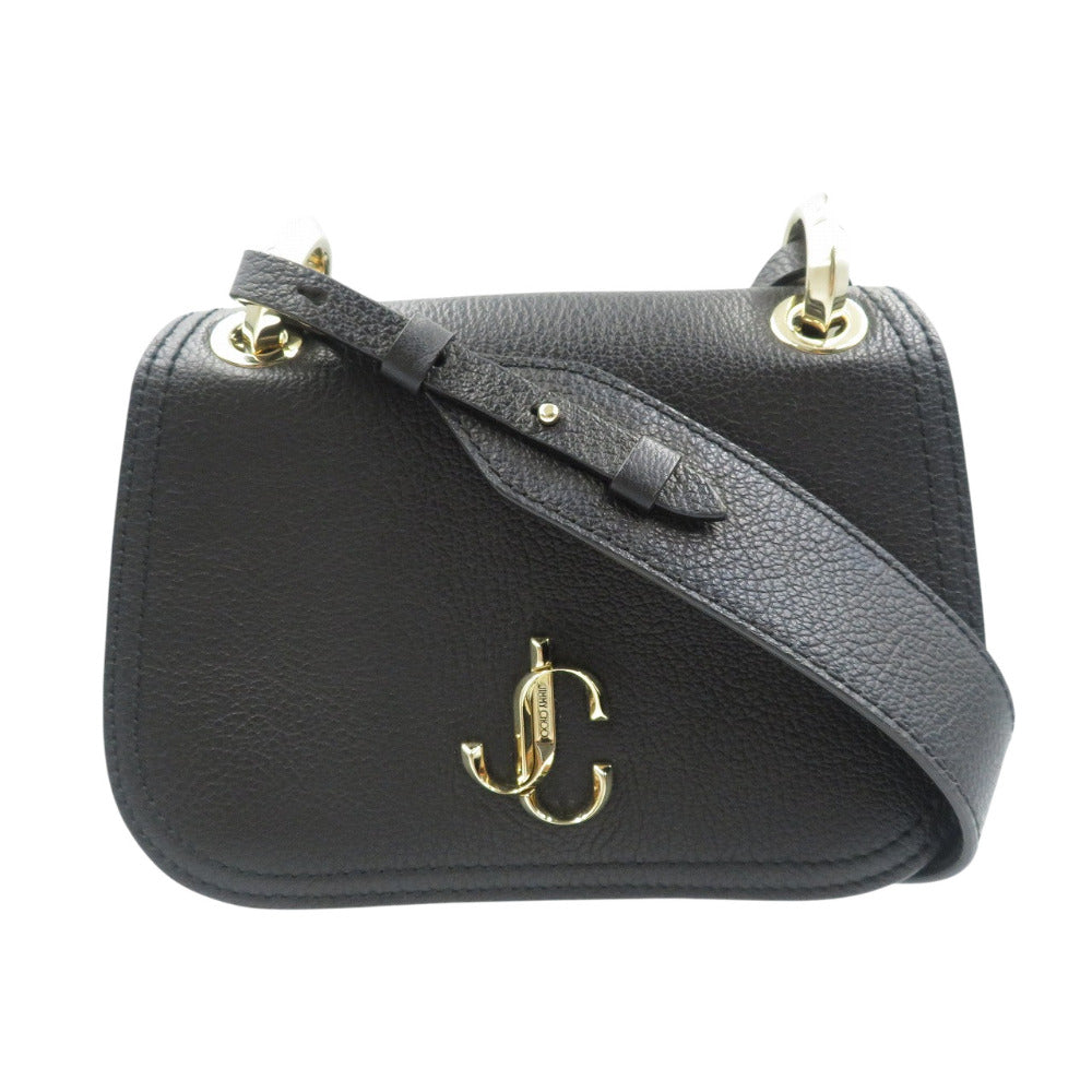 新品同様 ジミーチュウ ヴァレンヌ レザー ゴールド金具 ブラック 黒 ショルダーバッグ 0499【中古】JIMMY CHOO