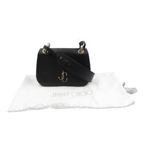 新品同様 ジミーチュウ ヴァレンヌ レザー ゴールド金具 ブラック 黒 ショルダーバッグ 0499【中古】JIMMY CHOO