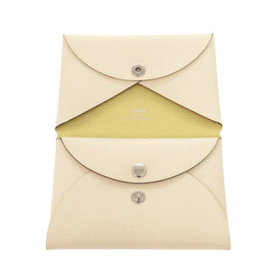 美品 エルメス カルヴィデュオ ヴェルソ ナタ ジョーヌプッサン ヴォーエプソン Z刻印(2021年製) カードケース 0505【中古】HERMES