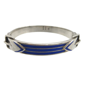 美品 グッチ ベルトモチーフ バングル シルバー925 シルバー/ブルー 0514【中古】GUCCI