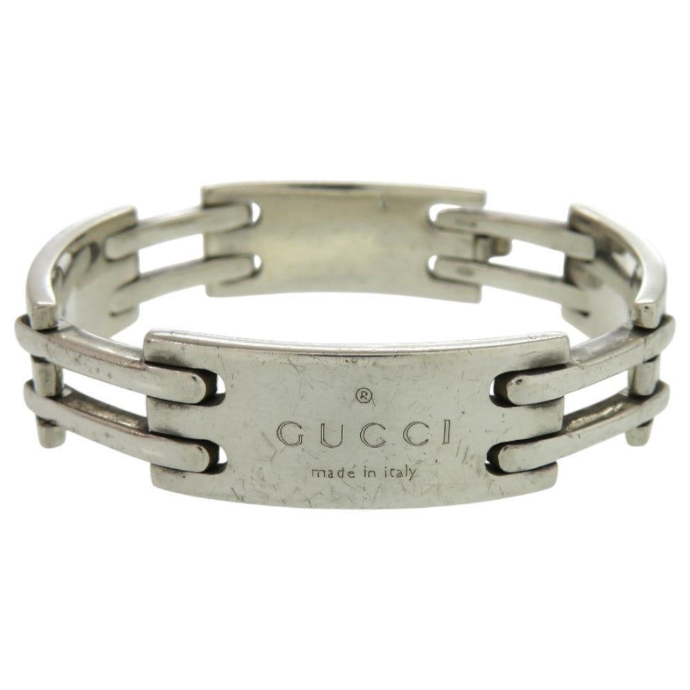 グッチ ロゴ プレート シルバー925 シルバー ブレスレット 0520【中古】GUCCI