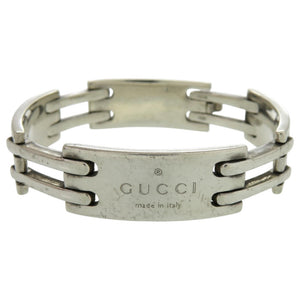 グッチ ロゴ プレート シルバー925 シルバー ブレスレット 0520【中古】GUCCI
