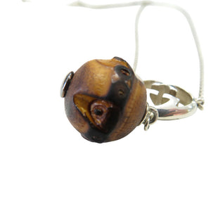 美品 グッチ インターロッキングＧ ハート ペンダント ネックレス シルバー925 木製 バンブー 0530【中古】GUCCI