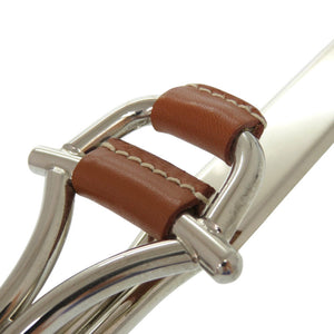 美品 グッチ ペーパーナイフ メタル レザー シルバー レターオープナー 茶 文房具 文具 0532【中古】GUCCI