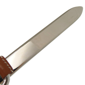 美品 グッチ ペーパーナイフ メタル レザー シルバー レターオープナー 茶 文房具 文具 0532【中古】GUCCI