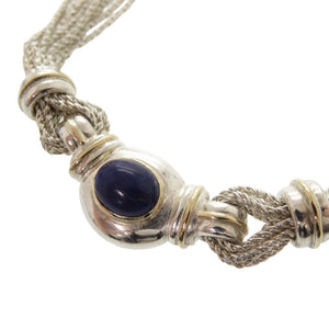 美品 ティファニー ヴィンテージ マルチストランド シルバー925 K18YG ラピスラズリ ネックレス 0535【中古】TIFFANY&Co.