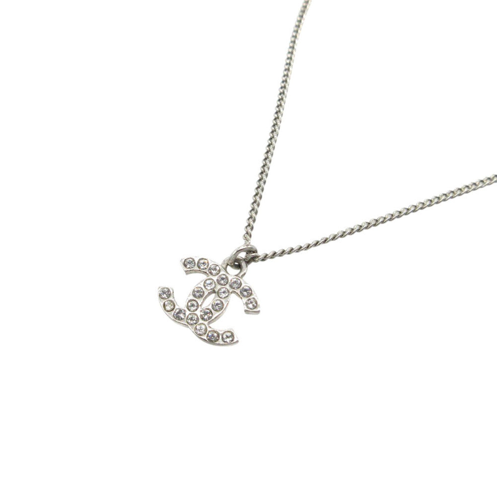 美品 シャネル ココマーク C12V ネックレス メタル/ラインストーン シルバー 0548【中古】CHANEL