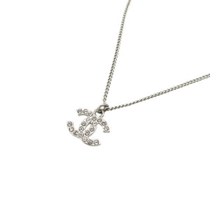 美品 シャネル ココマーク C12V ネックレス メタル/ラインストーン シルバー 0548【中古】CHANEL