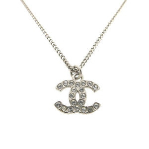 美品 シャネル ココマーク C12V ネックレス メタル/ラインストーン シルバー 0548【中古】CHANEL