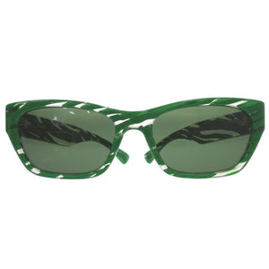 新品同様 ボッテガヴェネタ サングラス 総柄 ウェリントン マーブルカラー プラスチック グリーン 0549 BOTTEGAVENETA