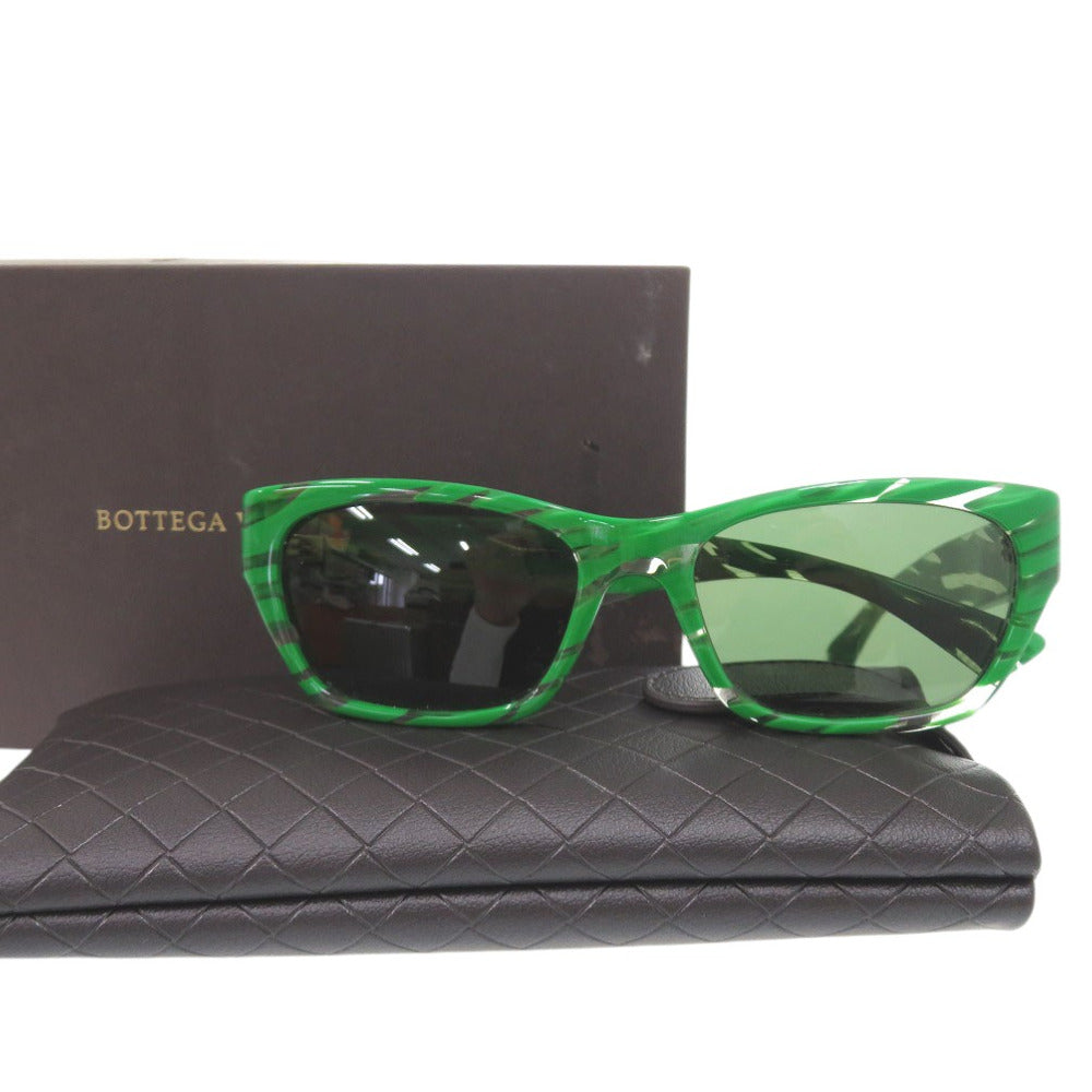 新品同様 ボッテガヴェネタ サングラス 総柄 ウェリントン マーブルカラー プラスチック グリーン 0549 BOTTEGAVENETA