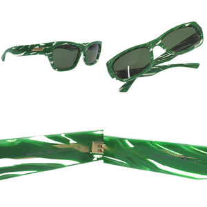 新品同様 ボッテガヴェネタ サングラス 総柄 ウェリントン マーブルカラー プラスチック グリーン 0549 BOTTEGAVENETA