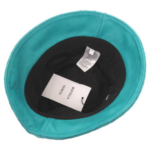 美品 ボッテガヴェネタ イントレチャート レザー ポリエステル コットン ブルー系 バケットハット 帽子 0550【中古】BOTTEGAVENETA メンズ