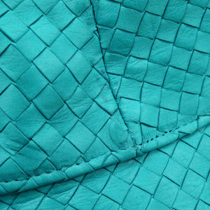 美品 ボッテガヴェネタ イントレチャート レザー ポリエステル コットン ブルー系 バケットハット 帽子 0550【中古】BOTTEGAVENETA メンズ